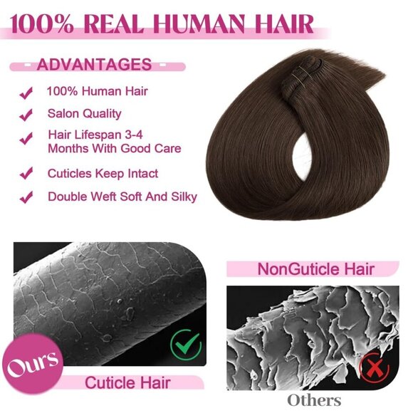 Clip in Hair Extensions Human Hair 22in 110g Remy Natural Long Straight